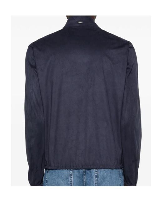 Herno Blue Long-Sleeved Zip-Up Coat for men