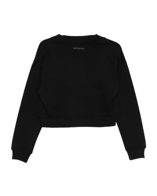 Patrizia Pepe Black V-Neck Embellished Sweatshirt
