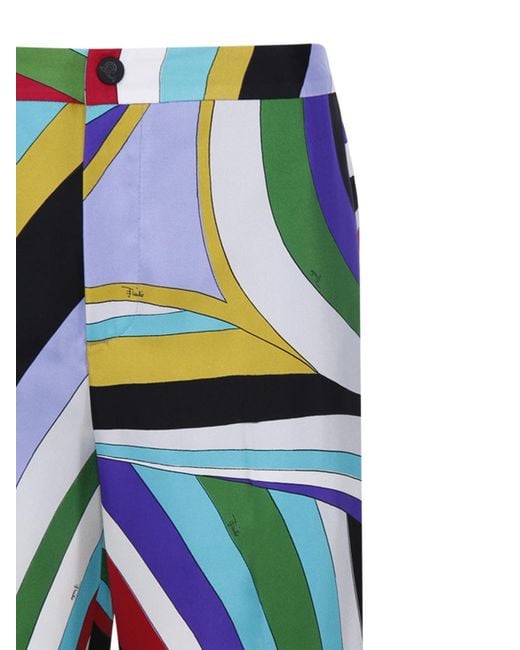Emilio Pucci Blue Pucci Maddalena Printed High Waist Trousers for men