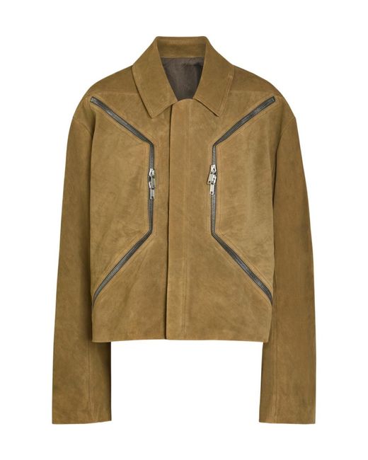 Rick Owens Green Heizer Suede Jacket