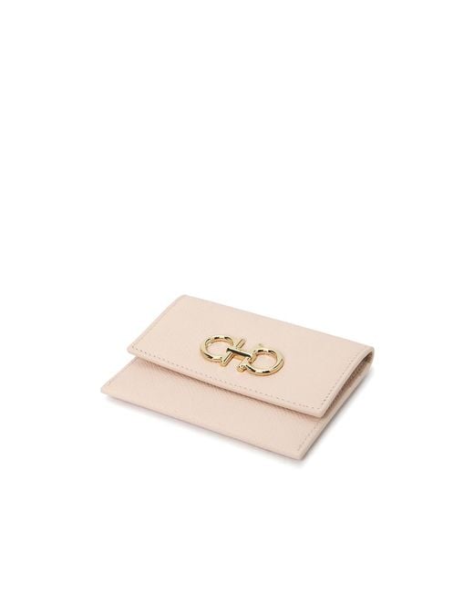 Ferragamo Natural Gancini Credit Card Holder