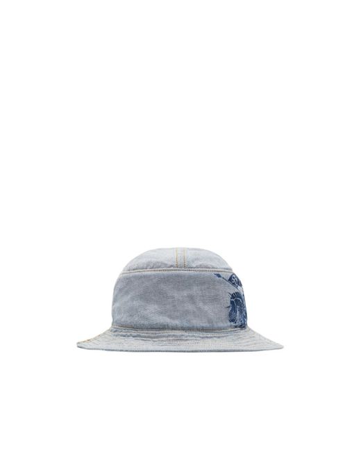 Burberry Blue Logo-Print Denim Bucket Hat for men