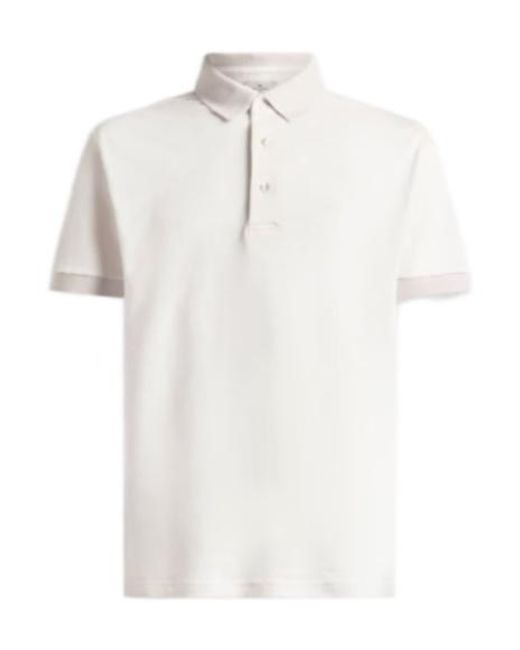 Etro White Paisley Printed Short-Sleeved Polo Shirt for men