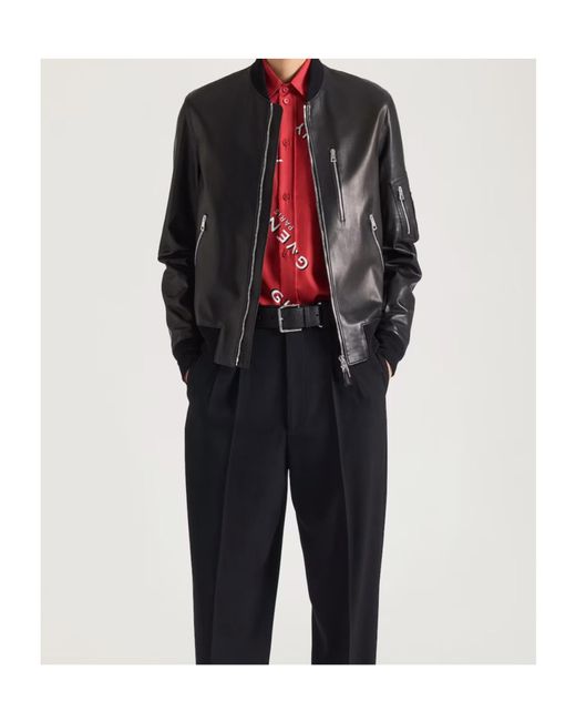 Givenchy Black Leather Bomber Jacket for men