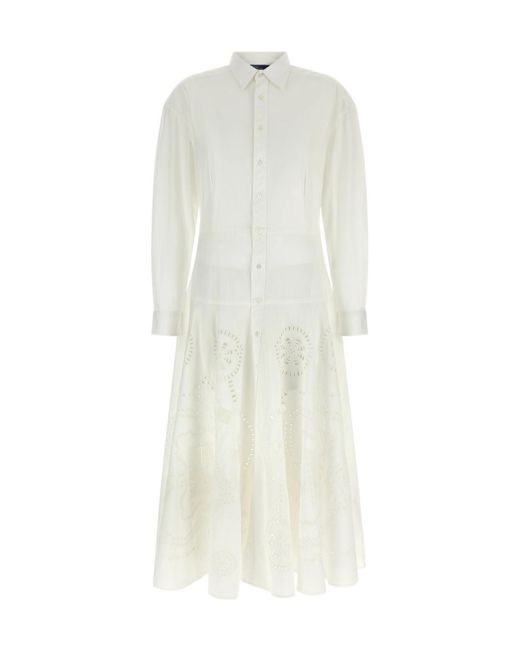 Polo Ralph Lauren White Broderie Shirt Dress