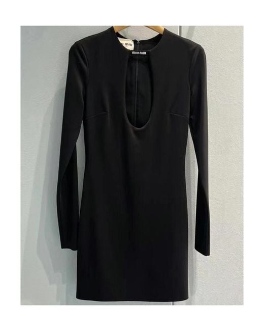 Miu Miu Black Stretch Nylon Mini Dress