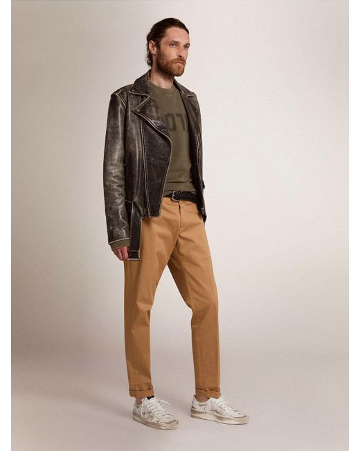 Golden Goose Deluxe Brand Natural Corduroy Straight Leg Trousers for men