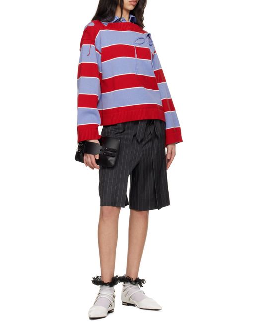 charlesjeffreyloverboy Red Slash Stripe Sweater for men