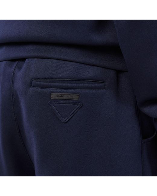Prada Blue Hem Woven Tracksuit Bottoms for men