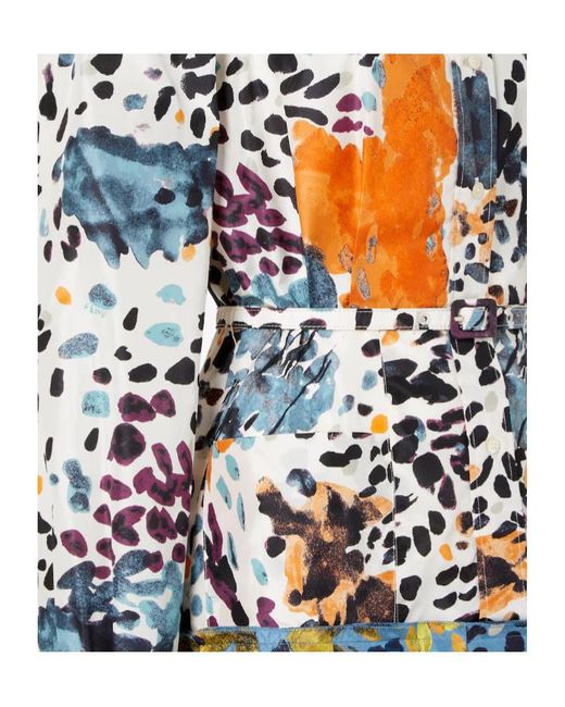 Fendi Blue Falena Print Belted Pleated Mini Dress