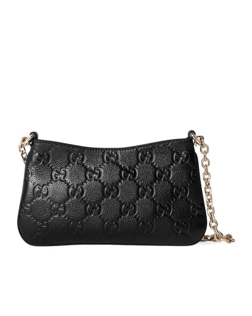 Gucci Black Gg Emblem Super Mini Shoulder Bag