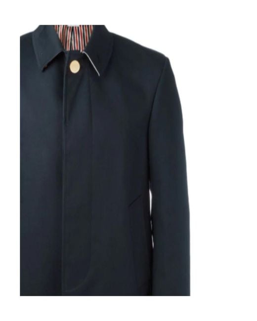Thom Browne Blue Classic Logo Coat for men