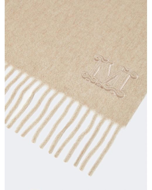 Max Mara Natural Logo Embroidered Felted Scarf