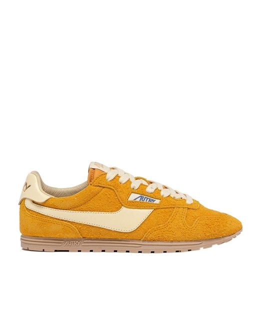 Autry Yellow Windspin Lace-Up Sneakers