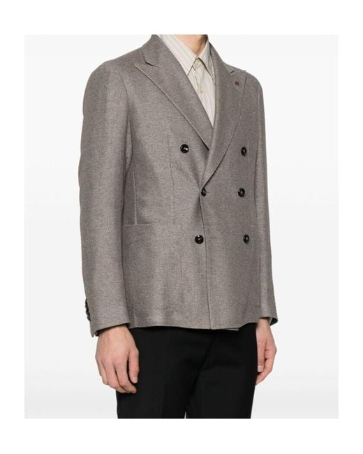 Tagliatore Gray Double-Breasted Blazer for men