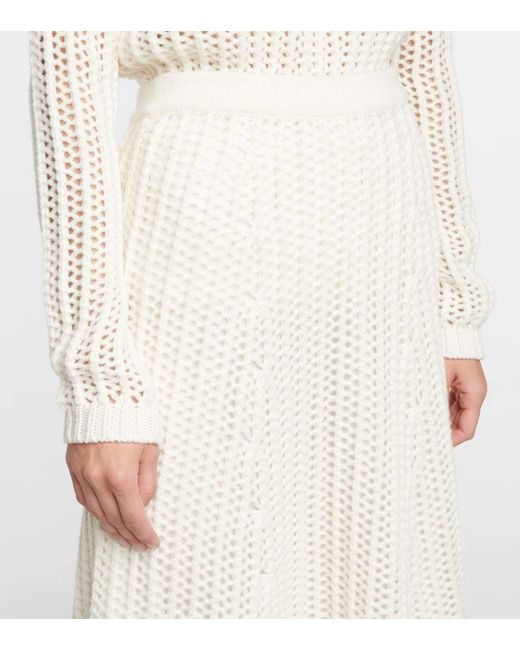 Gabriela Hearst White Pablo Cable Knit Cashmere Midi Skirt