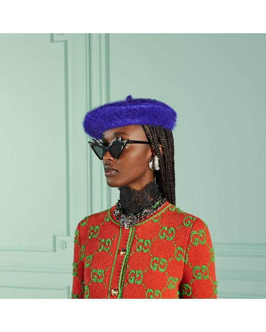 Gucci Blue Gg Felt Beret