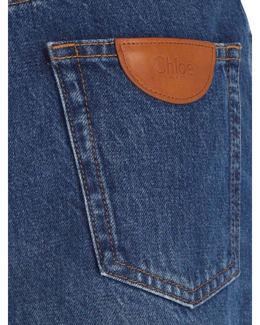 Chloé Blue Chloé Logo Patch Wide-Leg Jeans