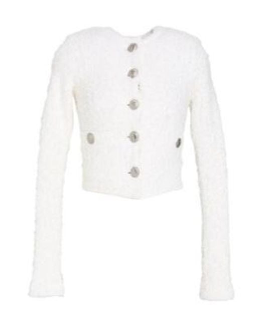 Balenciaga White Metallic Tweed Blazer