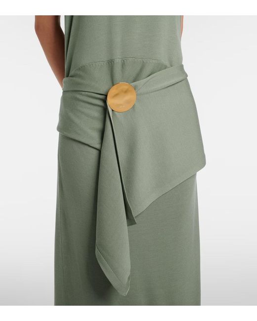 Jil Sander Green Virgin Wool Maxi Dress