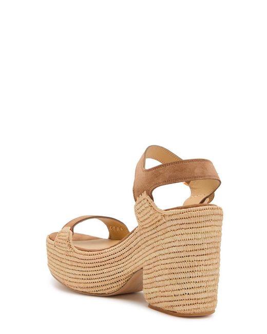 Gabriela Hearst Natural Suede And Raffia Platform Sandals