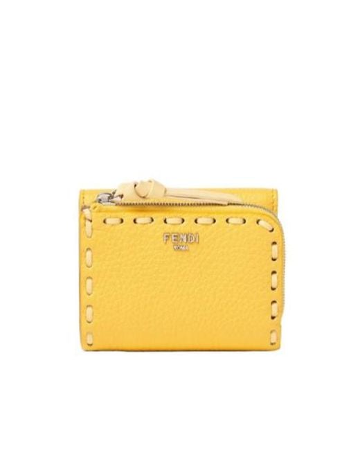 Fendi Yellow Selleria Micro Trifold Wallet