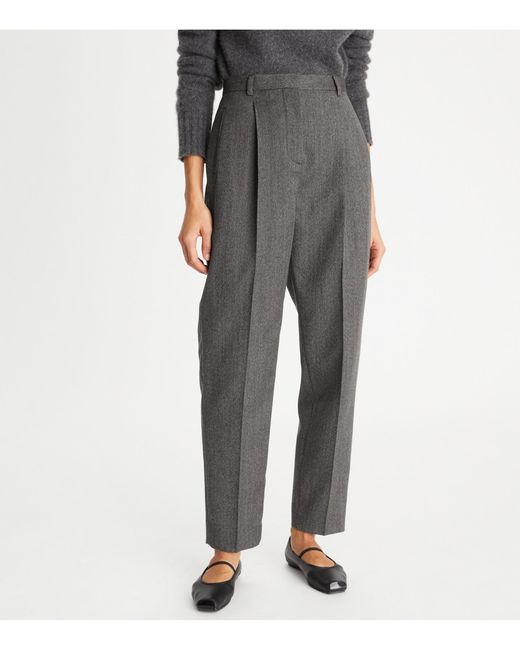 Tory Burch Gray Mid-Rise Loose-Fit Pants