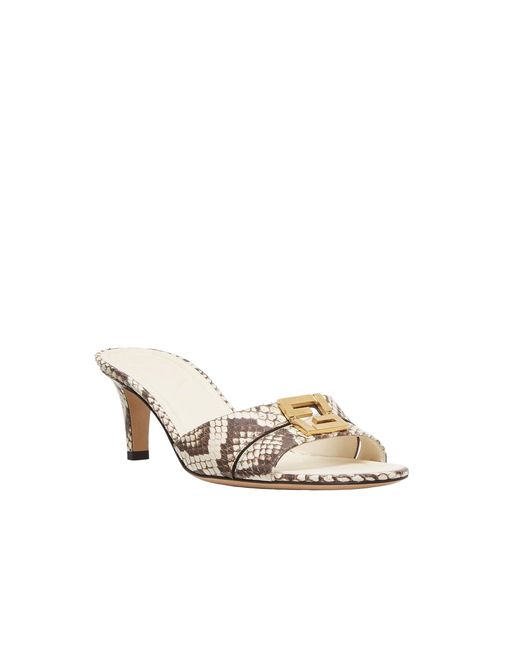 Fendi Metallic Ffold Printed Slip-On Sandals