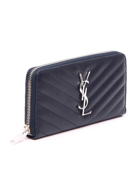 Saint Laurent Blue Zipper Wallet