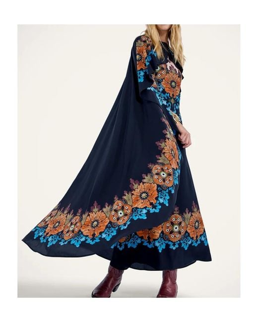 LaDoubleJ Blue Floral-Print Midi Day Dress