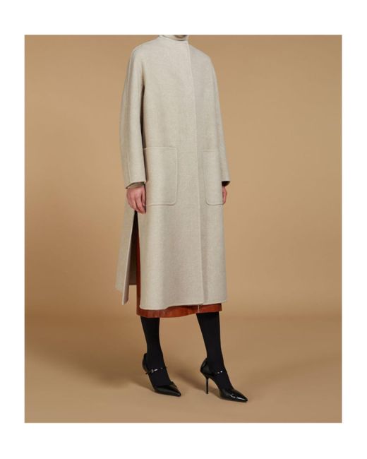 Max Mara Natural Atelier Crewneck Long-Sleeved Coat