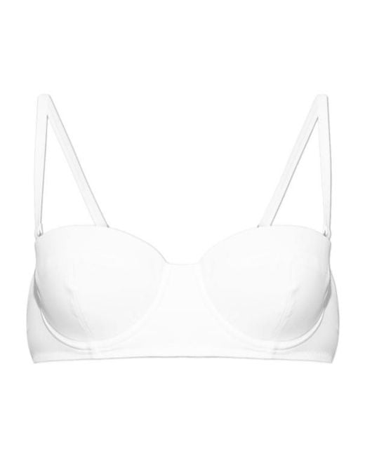 Dolce & Gabbana White Logo-Plaque Bikini Top