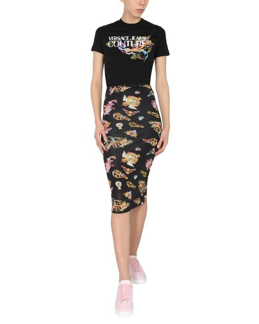 Versace Jeans Black Logo-Print Cotton T-Shirt