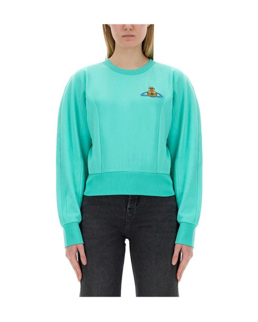 Vivienne Westwood Blue Logo-Embroidered Crewneck Sweatshirt