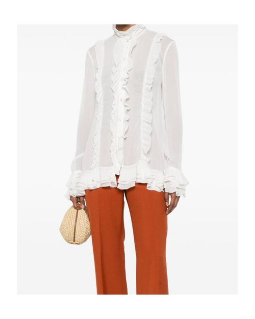 Alberta Ferretti White Ruffled Shirt