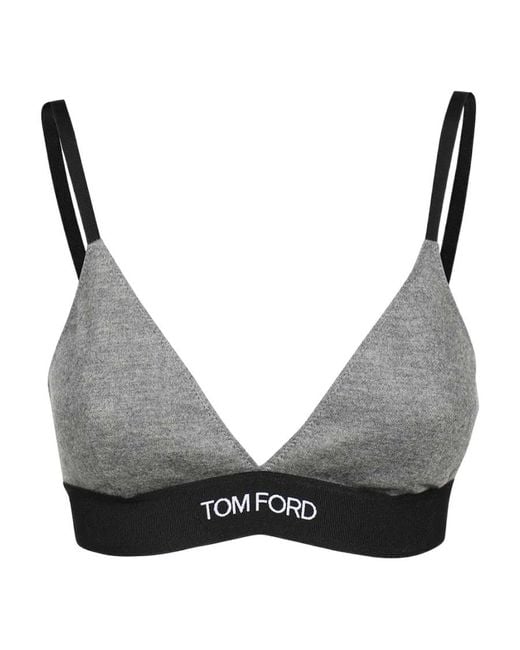 Tom Ford Gray Logo-Underband Triangle Bra