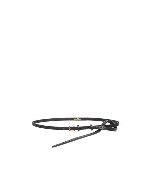 Max Mara White Logo Engraved Buckle Belt