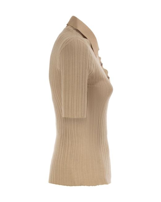 Fabiana Filippi Natural Short-Sleeved Polo Shirt