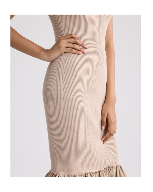 Patou Natural Ruffled Hem Knitted Dress