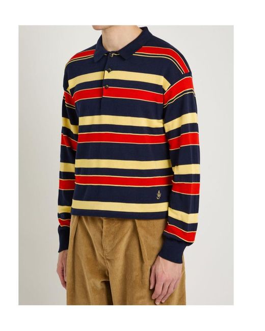 J.W. Anderson Blue Striped Knit Polo Shirt for men