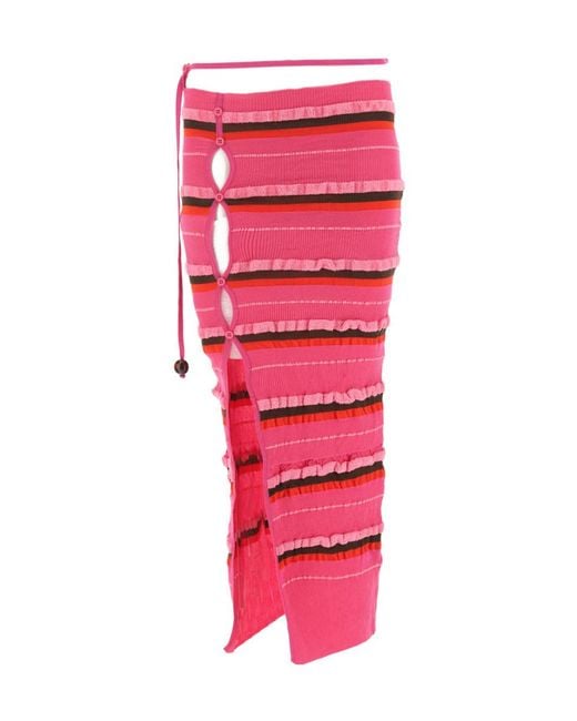 Jacquemus Pink Asymmetric Striped Skirt