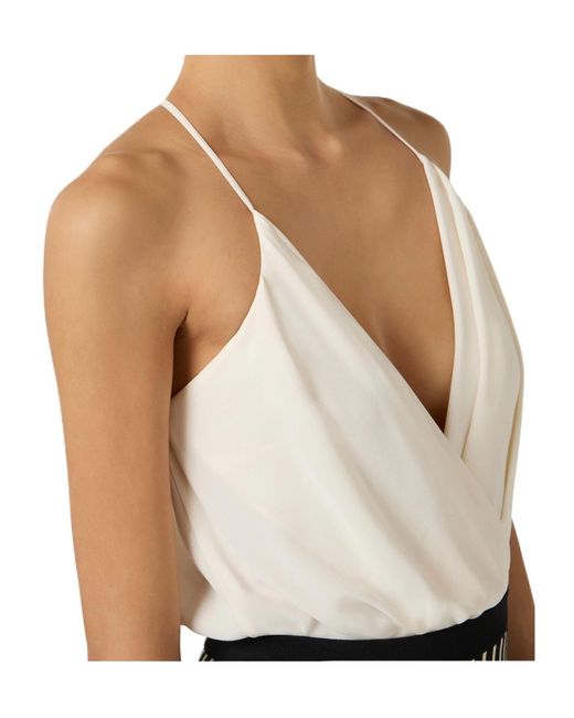 Elisabetta Franchi White Georgette Bodysuit Top