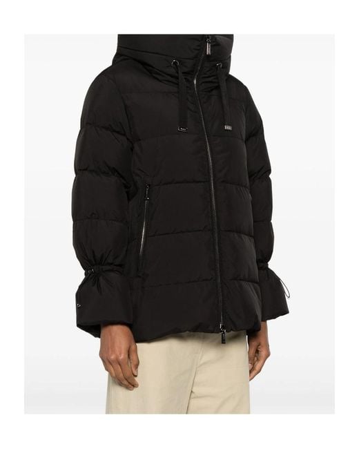 Moorer Black Hooded Down Jacket