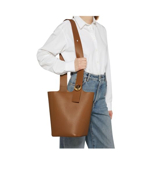 Loewe Brown Pebble Bucket Shoulder Bag
