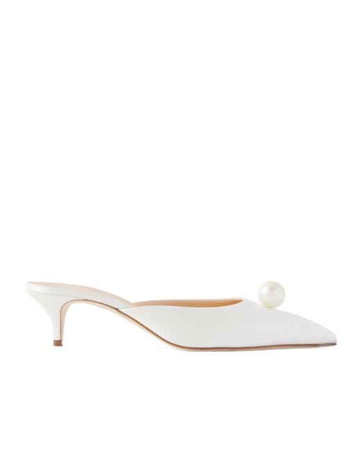 Magda Butrym White Embellished Satin Pumps