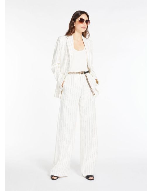 Max Mara White Stripe-Pattern Blazer