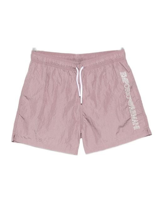 Emporio Armani Logo-Embroidered Drawstring Swim Shorts for men