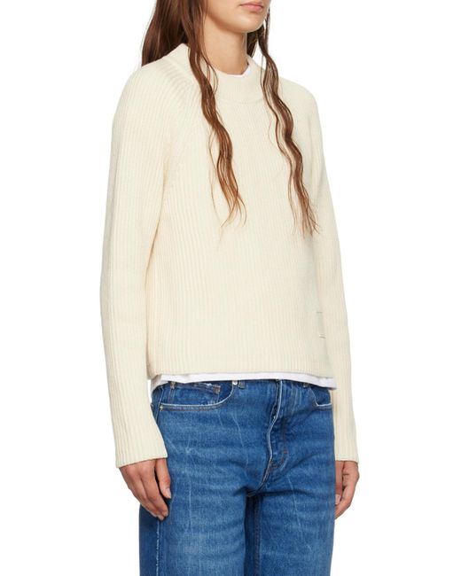 AMI Natural Logo Patch Crewneck Jumper