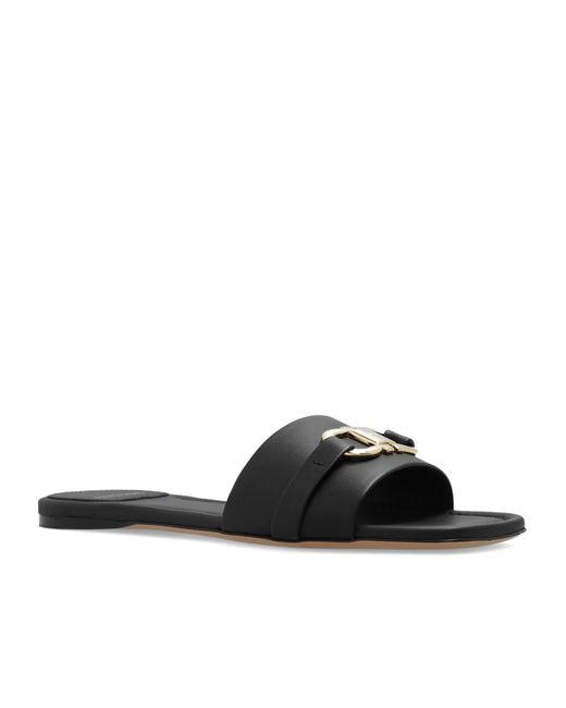 Ferragamo Black Open-Toed Slippers