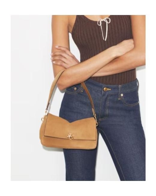Tory Burch Brown Flap Logo Shoulder Bag
